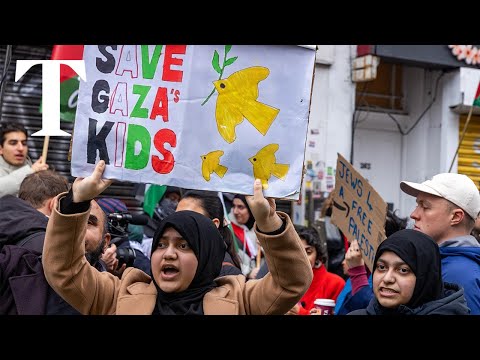 Protestors march outside Israeli ambassador's London residence