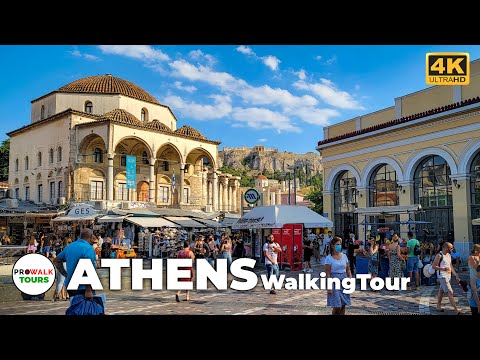 Athens, Greece Walking Tour - 4K - with Captions &amp; Binaural Audio