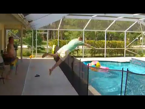 Heroic Dad Dives Over Fence to Rescue Toddler in Pool