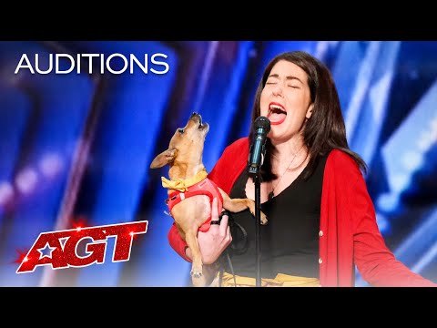 Pam Performs &quot;All by Myself&quot; with Her Incredible Singing Dog Casper - America's Got Talent 2021