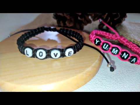 DIY MACRAME BRACELET/ CARA MEMBUAT GELANG TALI SIMPUL / GELANG MACRAME NAMA