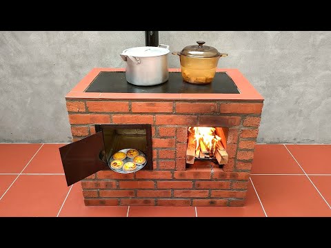 How to make a wood stove and oven, with bricks and cement, a 2 in 1 wood stove