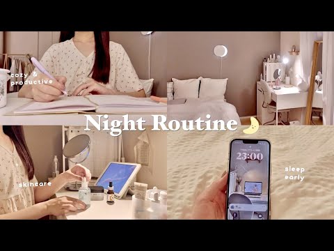 my cozy night routine🌛 to wake up early, self improvement and self-care habits