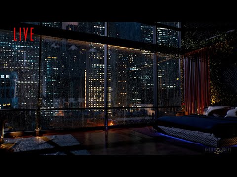 Spend 24/7 Live Stream In This Luxury Chicago Apartment | Rain On Window Sounds For Sleeping