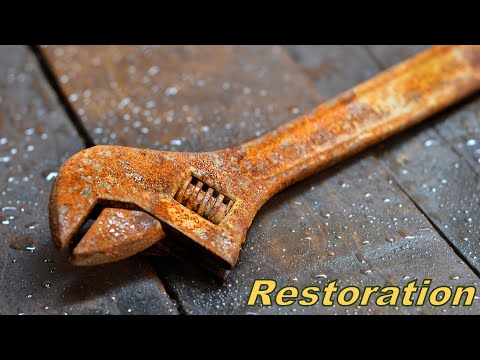 Rusty adjustable monkey wrench restoration  