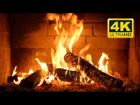 🔥 FIREPLACE (12 HOURS) Ultra HD 4K. Crackling Fireplace with Golden Flames &amp; Burning Logs Sounds