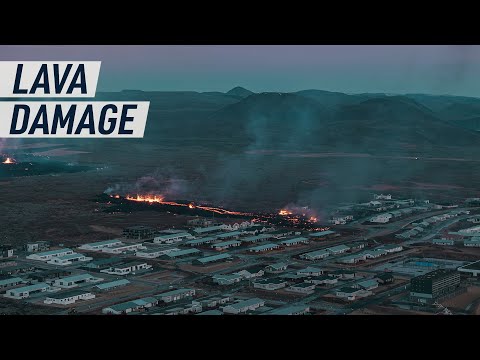 Drone footage shows Iceland volcano eruption&rsquo;s damage on Grindav&iacute;k