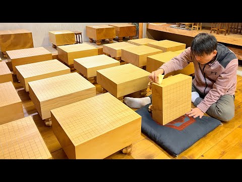 Process of making Go board,Shogi board.High-quality Go,Shogi board made by Japanese craftsmen