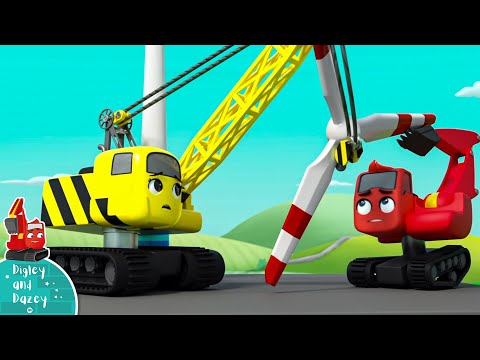 Accidents Happen - Teamwork Makes Wind Power! - Digley and Dazey | Construction Cartoons for Kids