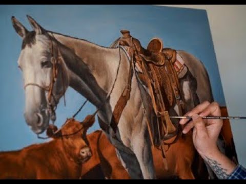 Time Lapse // Large Oil Painting // Western Art