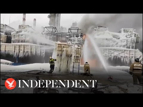 Firefighters battle flames in Russian chemical terminal after reported drone strikes