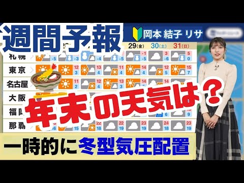 【週間天気】年末のお天気は&hellip; 27日(水)頃は一時的に冬型に