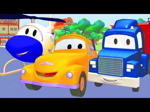 Tom The Tow Truck, Car Patrol and Carl Transform with the Helicopter in Car City | Trucks cartoon