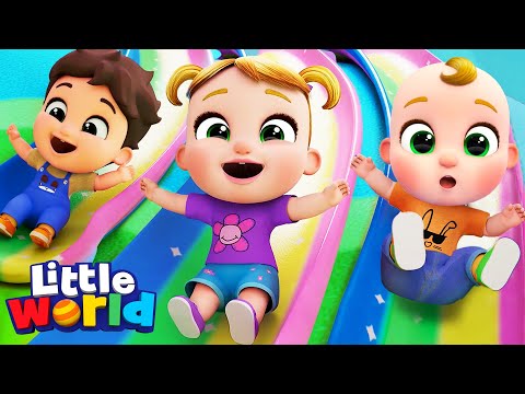 Ten Little Babies On The Slide | Little World Kids Songs &amp; Nursery Rhymes