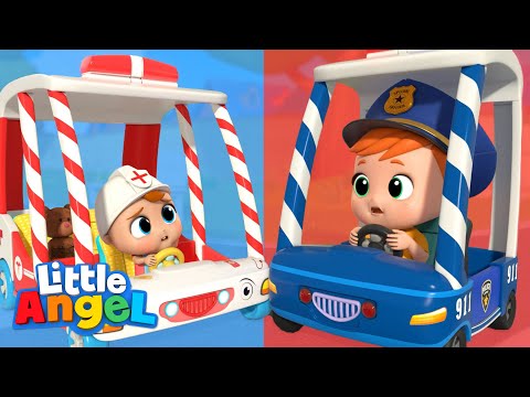 Wheels On The Ambulance vs Police Car Race Song | Kids Cartoons and Nursery Rhymes