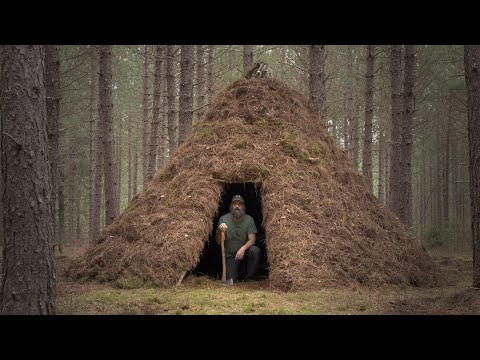 Warm and Cozy Teepee Shelter Build, Inside Fireplace and Sleeps 3