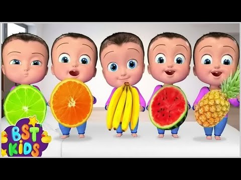 Learn Fruits names with Johnny and friends - BillionSurpriseToys Nursery Rhymes, Kids Songs