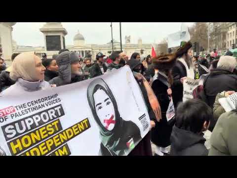 Jews in London protesting 100 days Zionist genocide in Gaza in Gaza.