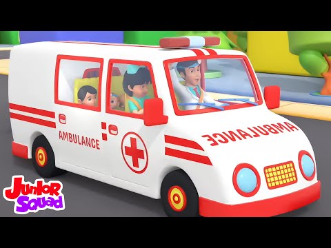 R&auml;der auf dem Krankenwagen 3D-animiertes Fahrzeugvideo + Kindergaten-Reime f&uuml;r Babys