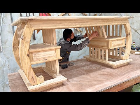 Skillful Carpenter With Unique Designs | Ideas Build A Working Desk With Soft Curved Strips Of Wood
