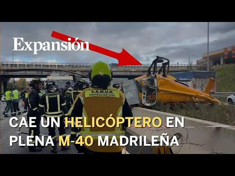 Se estrella un helic&oacute;ptero en plena M-40 en Madrid