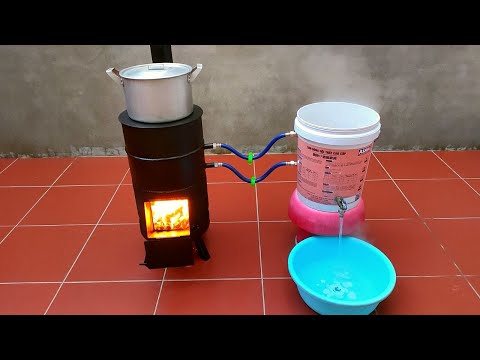 DIY wood stove combined with water heating system, super speed