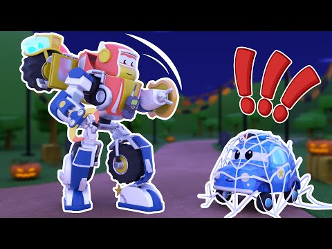 Trick or Treat goes WRONG! Help, ROBOT! | Super Robot Truck Transforms