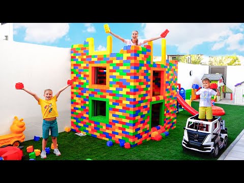 Mom helps Vlad and Niki build a children's playhouse