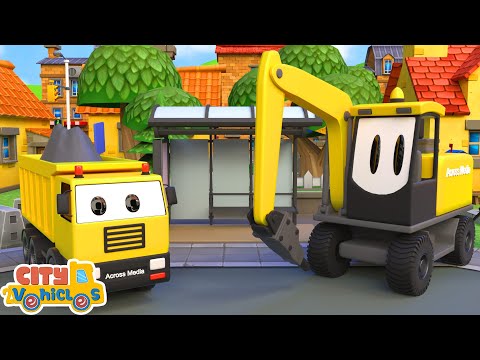 Car rescue-Bulldozer, Wheel Loader and Dump Trucks for Kids