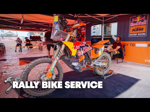 Servicing a Red Bull KTM Factory Racing Rally Bike Mid-Race