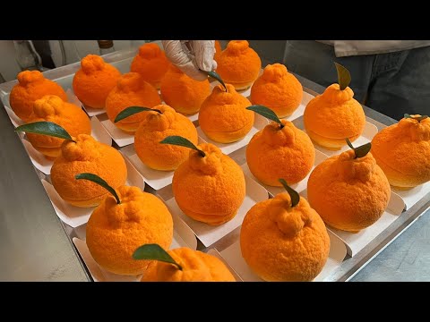 It's amazing! real orange shaped mousse cake - korean street food