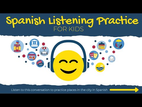 Spanish Listening Practice for Kids / Easy to Follow Spanish Conversation /  Spanish City Vocabulary