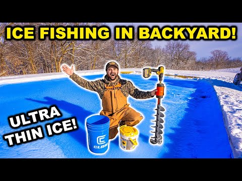 Super THIN ICE Fishing Challenge in My BACKYARD!!! (Catch Clean Cook)