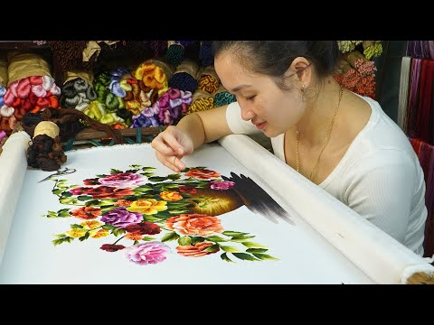 Hand Embroidery Art - Step by Step Design and Embroidery Colorful Wild Rose Flower