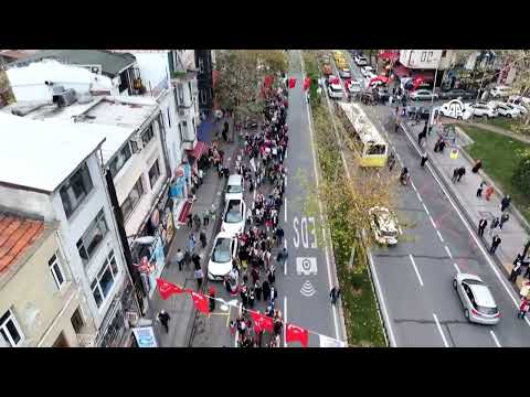 Edirnekapı'dan Beyazıt'a Filistin'e destek y&uuml;r&uuml;y&uuml;ş&uuml;