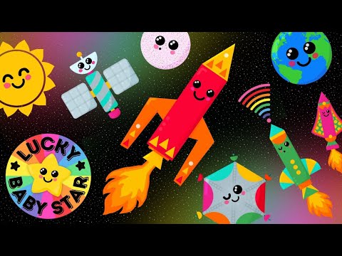 Baby Sensory Space Video with Rainbow Rockets by Lucky Baby Star!🌟Meet Crater Moon &amp; Space Station!