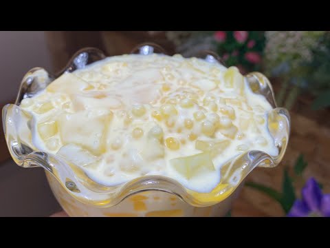 How to make &ldquo;Creamy Mango Jelly Tapioca&rdquo;🥭🍧 ito gawin mo kung gusto mo ng creamy na mango jelly🤗😋