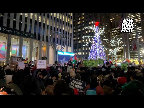 Pro-Palestinian protesters swarm Midtown in bid to derail Rockefeller Center Christmas tree lighting