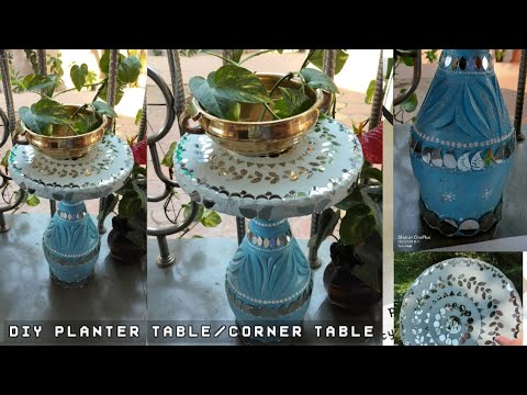 DIY Planter table / Corner table by using waste material/Mirror mosaic art/ Easy tutorial....