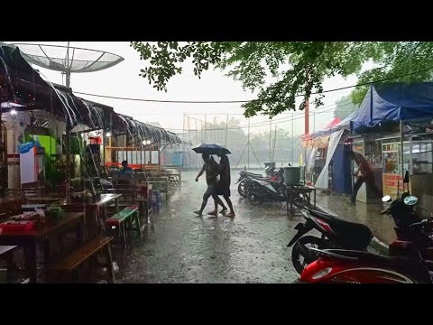 Heavy Rain and Lightning in Banjarsari City | Terrible Storm And Strong Thunder Sound In The City