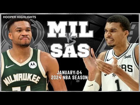 Milwaukee Bucks vs San Antonio Spurs Full Game Highlights | Jan 4 | 2024 NBA Season