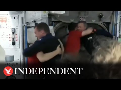 Astronauts hug Axiom Mission 3 team as they arrive on International Space Station