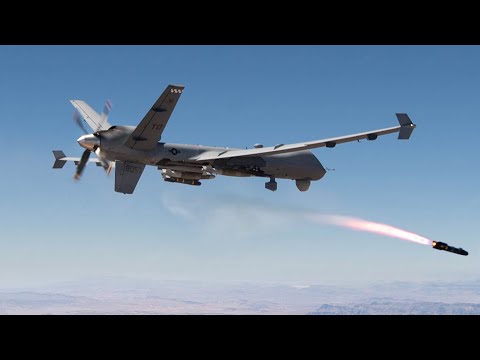 US Most Feared Drone Fires Scary Hellfire Missiles at Ground Targets