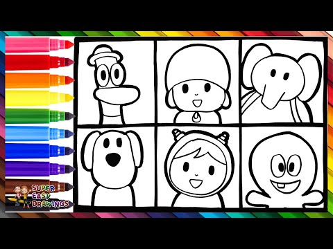 Drawing And Coloring Pocoy&oacute; And His Friends 👶🐘👧🐶🦆🐙 Drawings For Kids