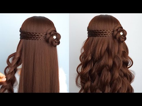 Easy And Unique Hairstyle For Wedding And Prom | Waterfall Braid Half Up Half Down