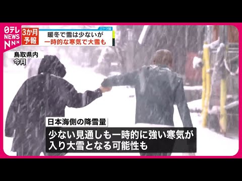 【気象庁・3か月予報】「暖冬」で雪少ないが&amp;hellip;一時的に強い寒気で大雪も