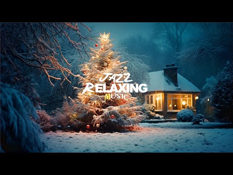 Christmas jazz music with night snow on the street in cozy Christmas atmosphere ☕ Winter night jazz