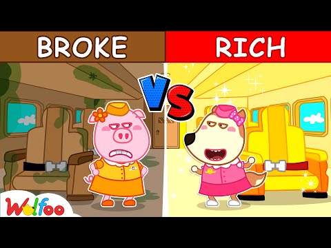 Rich vs Broke Airplane Challenge with Wolfoo - Fun Playtime for Kids 🤩 