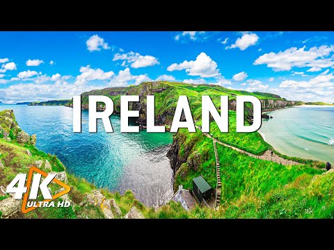 Flying Over Ireland 4k - Relaxing Music With Beautiful Natural Landscape - Amazing Nature