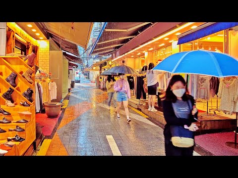 [4K] Heavy Rain Day to Night Seoul Walk - Sinchon, Hongdae | 비오는 서울 낮부터 밤까지 걷기 - 서교동,합정동,망원동,성산동,연남동